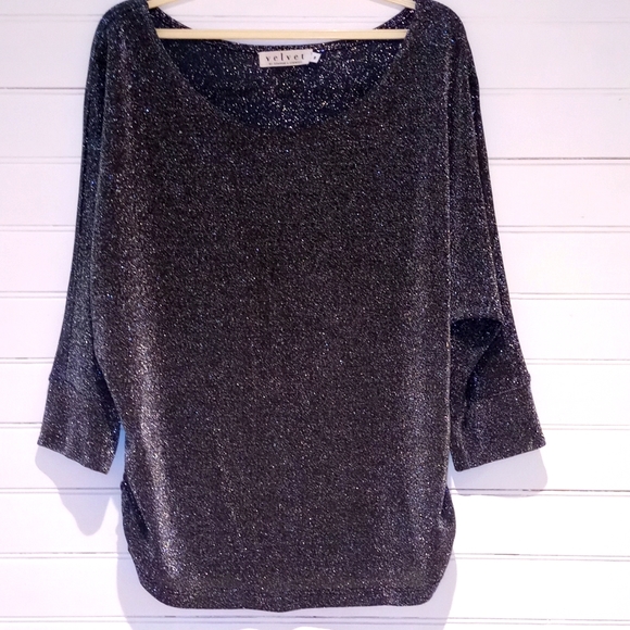 Velvet Tops - Stunning Metallic Silver Blouse
